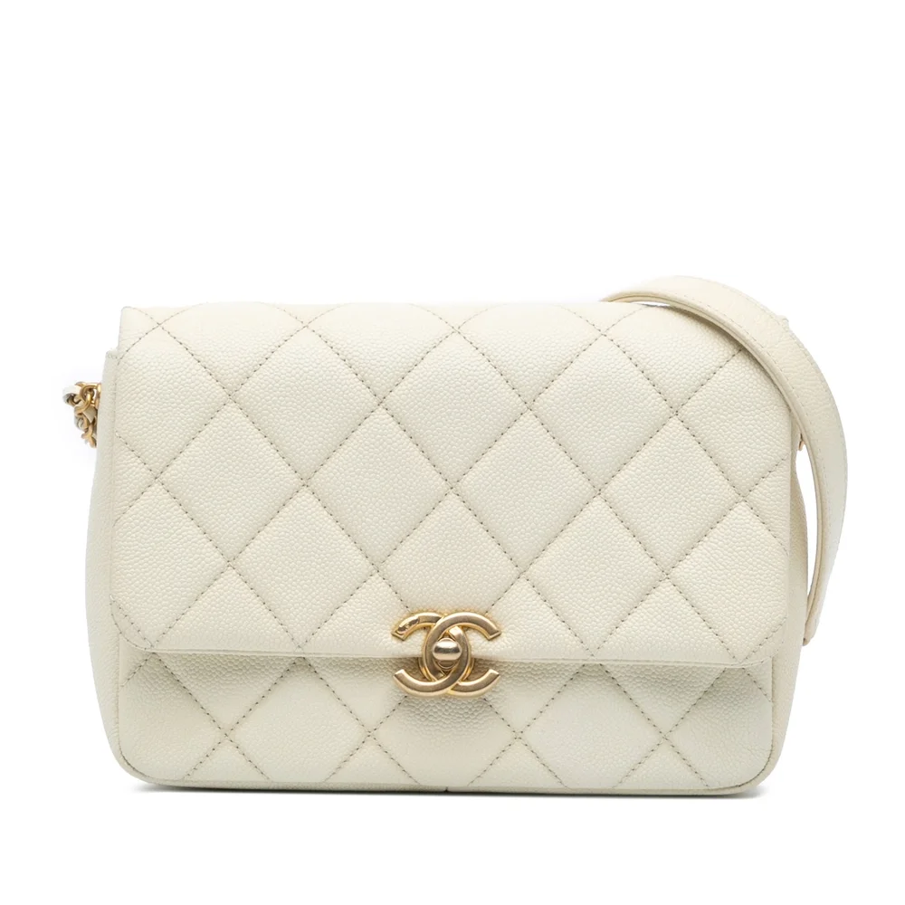 Pre-Loved Chanel Small Quilted Caviar Chain Melody Flap